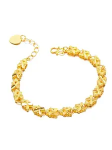 Gold Plated Four Leaf Clover Bracelet, Adjustable 17cm+4cm Tail Chain, 18K Gold Plated Lucky Clover Bracelet for Women, Hypoallergenic, Waterproof, Non-Tarnish, Ideal for Daily Wear & Gifts