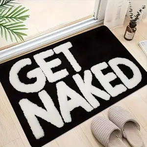 Funny GET NAKED Plush Bath Mat Soft Absorbent Stone Mat Durable Soft Stone Bath Mat, High Quality Soft Diatomite Material, Suitable for Bathroom, Doorway, Indoor/Outdoor Use - Ideal for Bathroom, Living Room, Bedroom, Kitchen, Patio, and Laundry Room