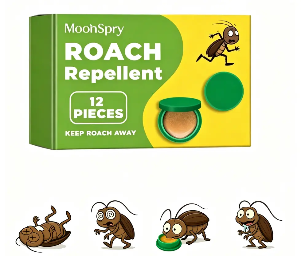 MoonSpry Pest Repellent Kit, Roach Control Solutions with Powerful Cockroach Gel Bait, Rodent Repellent Pouches & Microfiber Floor Mop, Indoor & Outdoor Multi-Surface Use for Kitchen, Dormitory and Household