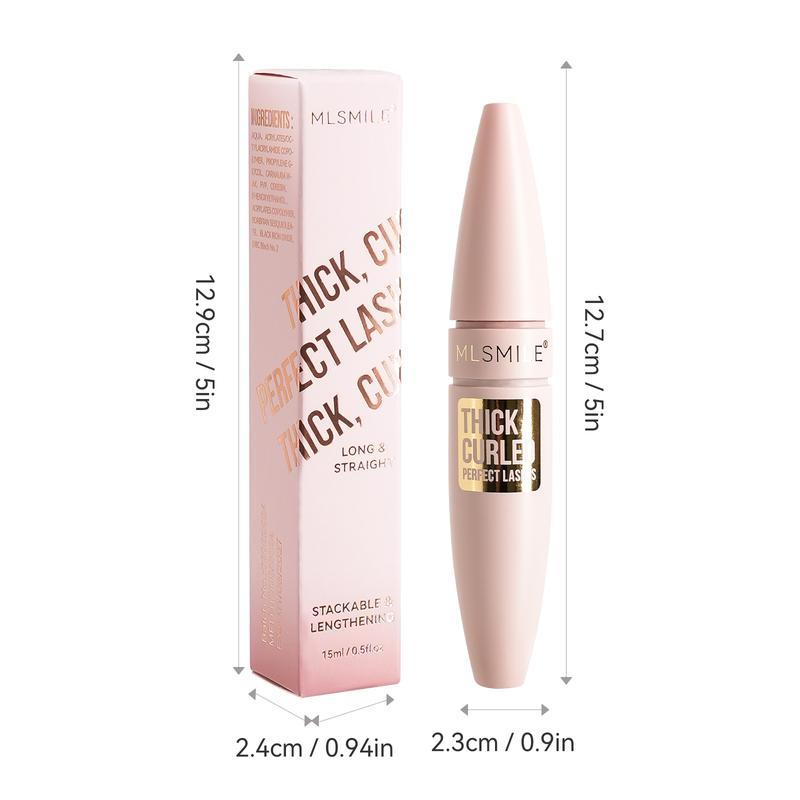 MLSMILE 2-color mascara, thickening, lengthening, curling, smudge-proof and waterproof, suitable for creating length and volume, vegan, no animal testing, holiday gift for women.