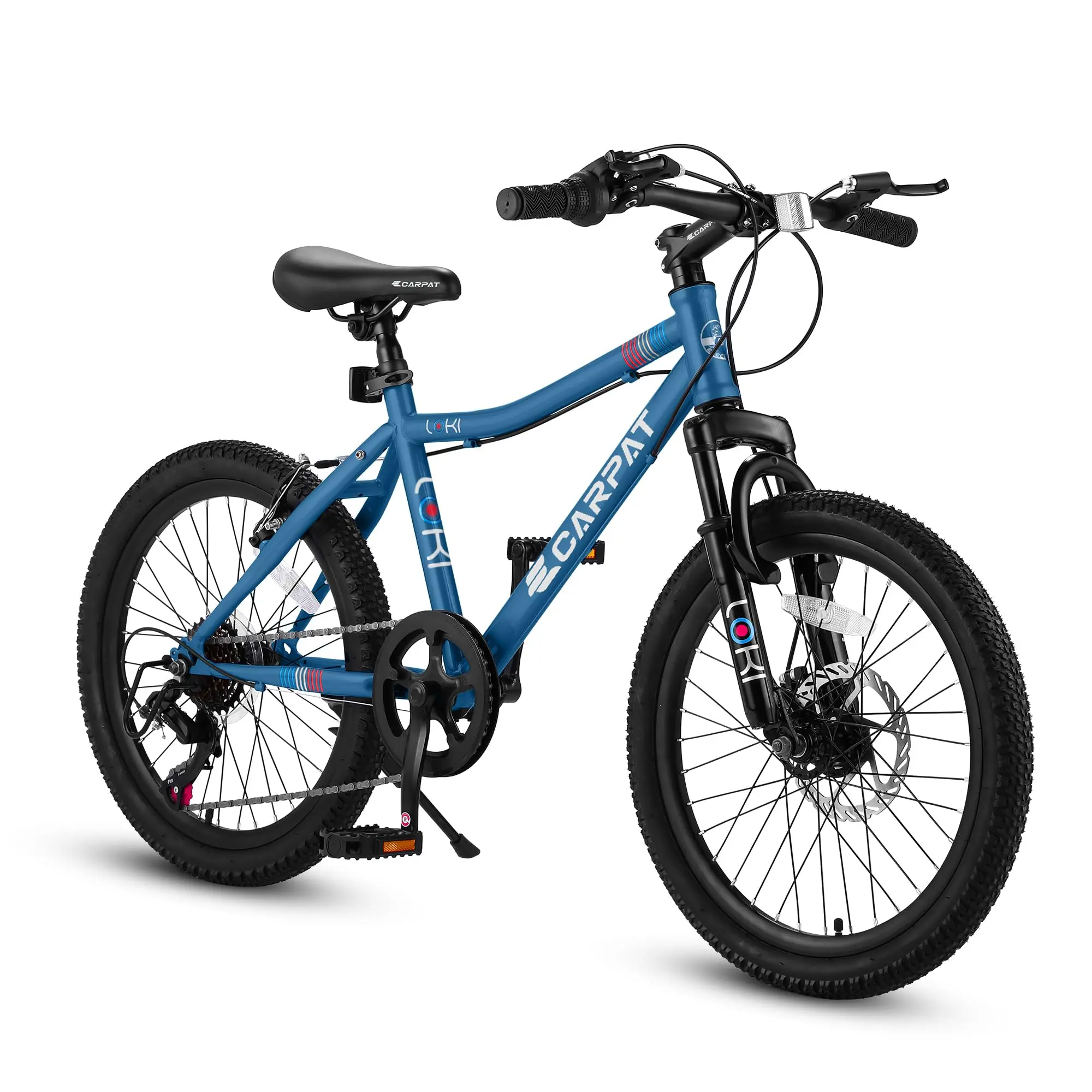 S20101 20-Inch Youth Mountain Bike, 7-Speed Carbon Steel Frame Bikes with Front Shock Absorb Suspension, Disc Brake, Rear V-Brake for 6-12 Year-Olds