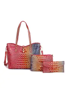 3-Piece Crocodile Print Handbag Set - Fashionable Vintage Style, Multi-Functional Top Handle Crossbody, Business Clutch & Coin Purse - Spacious, Secure, Ideal for Everyday Chic，Christmas, Mother's Day Gifts
