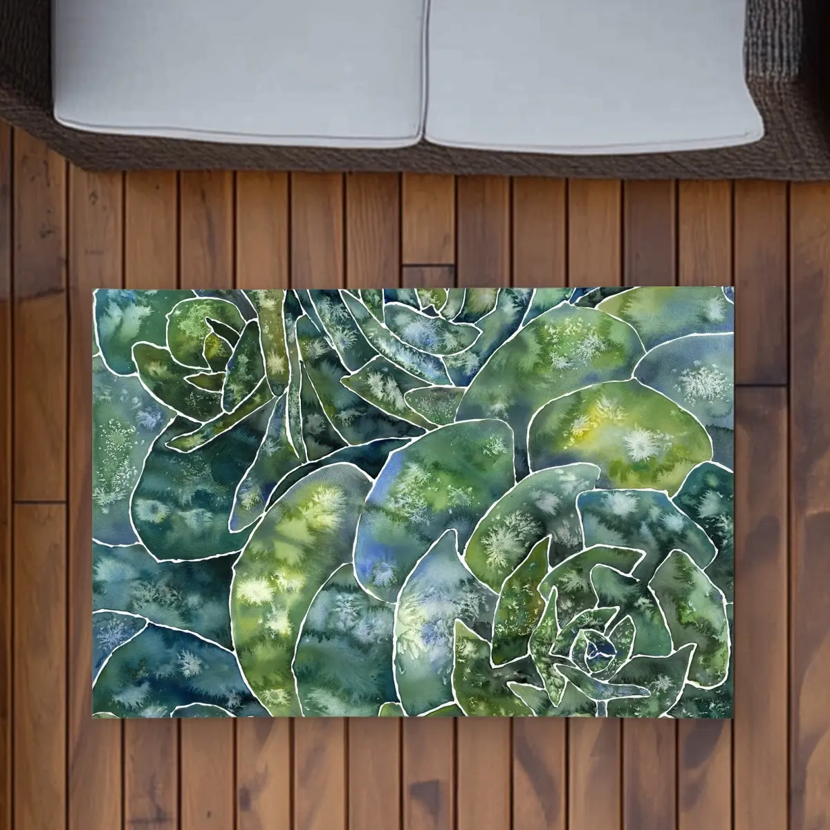 Begin Home Decor C1ROAR237S3EZ0 2x3 ft. Abstract Succulents Cactus Artwork Decorative Statement Area Rug - Rectangle for Bedroom, Outdoor Use, Abstract Area Rug