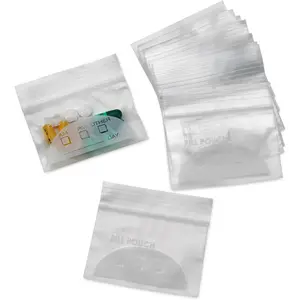 Pill Bags for Travel Pill Pouch Organizer Pack of 100 BPA Free,Reusable Pill Pouches for Medicine with Write on Label & Zipper Seal Waterproof AM PM Pill Baggies for Supplements