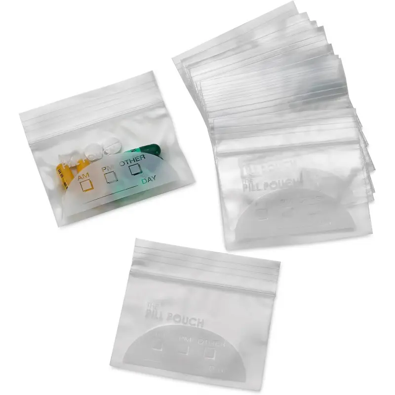 Pill Bags for Travel Pill Pouch Organizer Vitamin Organizer Pack of 100 BPA Free,Reusable Pill Pouches for Medicine with Write on Label & Zipper Seal Waterproof AM PM Pill Baggies for Supplements