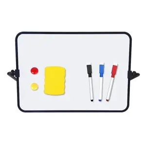 1pc Magnetic Double-Sided Dry-Erase Whiteboard with Magnetic Frame & Marker Holder - Portable Blackboard, Eraser Slot, Compact Standing Chalkboard, Adjustable Standing Easel for Home Office, Classroom, Presentation, Writing Board