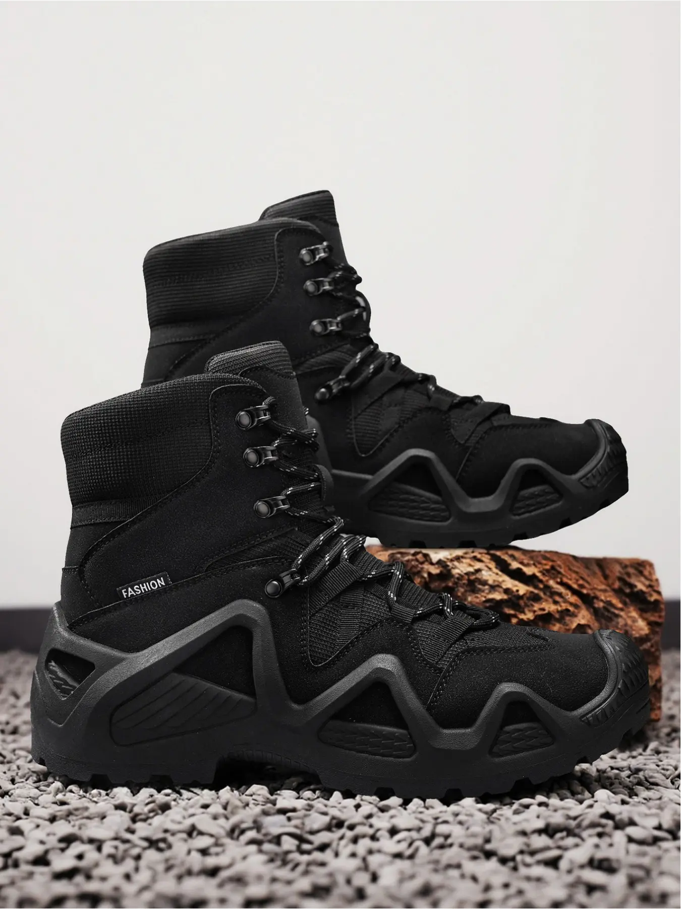1 Pair of Men's High-Top Functional Outdoor Hiking Boots | Hardcore Workwear Style | Suede & Mesh Upper + High-Top Ankle Support + Anti-Slip PVC Sole | Hiking/Outdoor Trips, Must-Have Durable Comfort Boots for Trendsetters