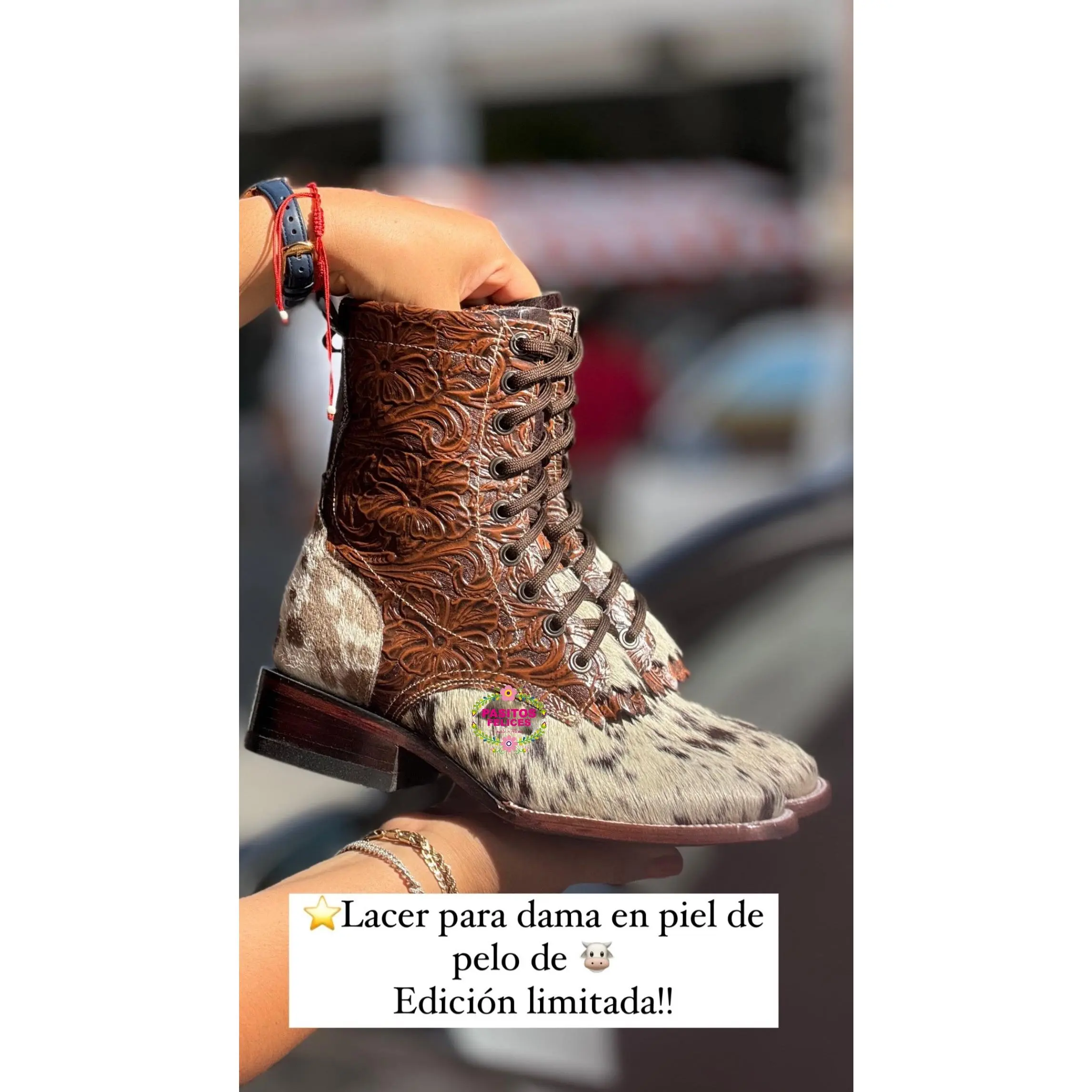 Botas Lacer - Cowhide Leather Tooled Boots cowgirl  boots  lolly Women Shoe