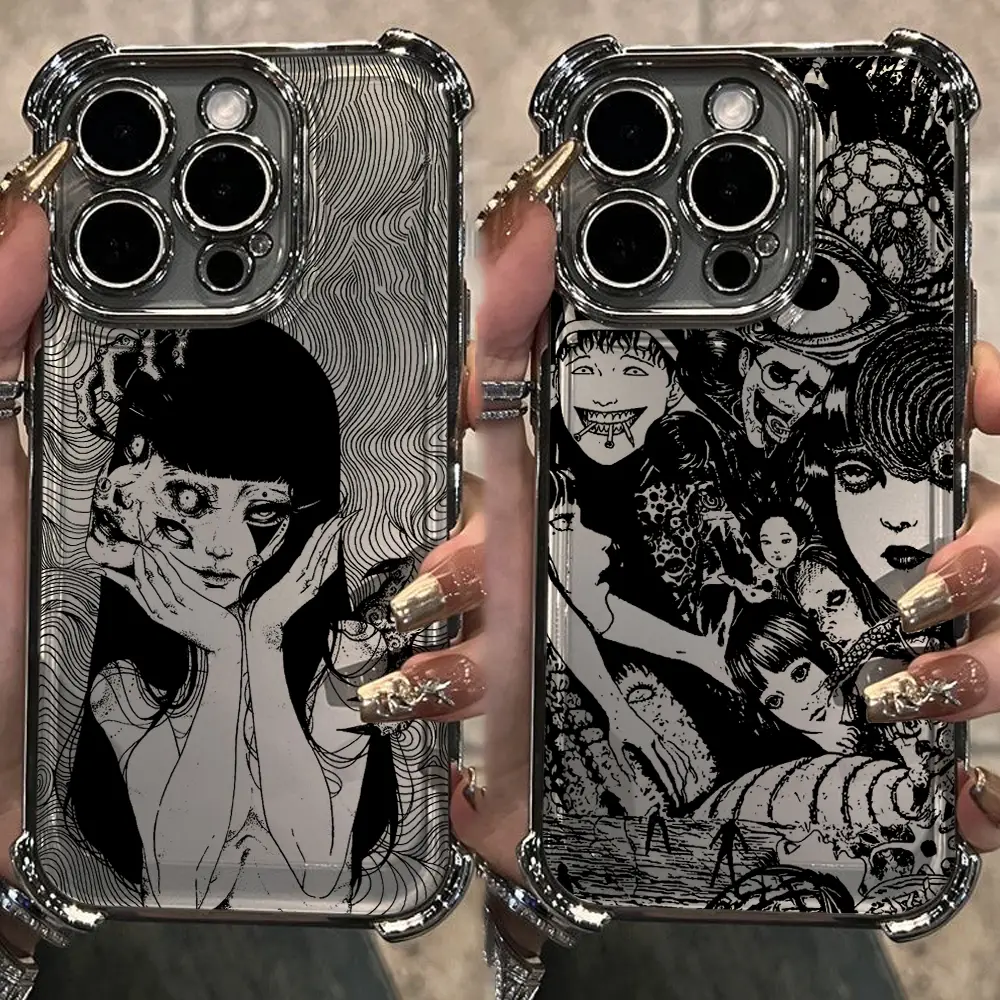 Horror Junji Ito Comics Plating Phone Case for Iphone 17 16 15 14 13 12 11 17Air Plus Pro Promax and Samsung Galaxy S26 S25 S24 S23 S22