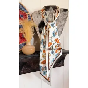 Cream Wildflower Twilly Scarf