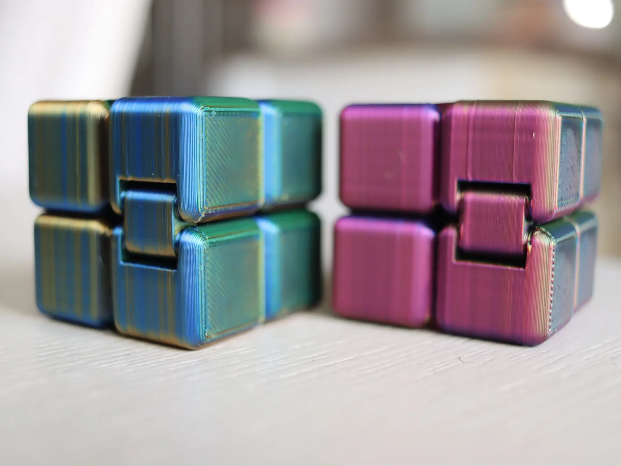 3D Printed Plastic Infinity Mechanical Cube Figurine - Unique Stress Relief Tool for Calming Tactile Play, Portable Office Decoration to Relieve Stress, Home Decor Statue