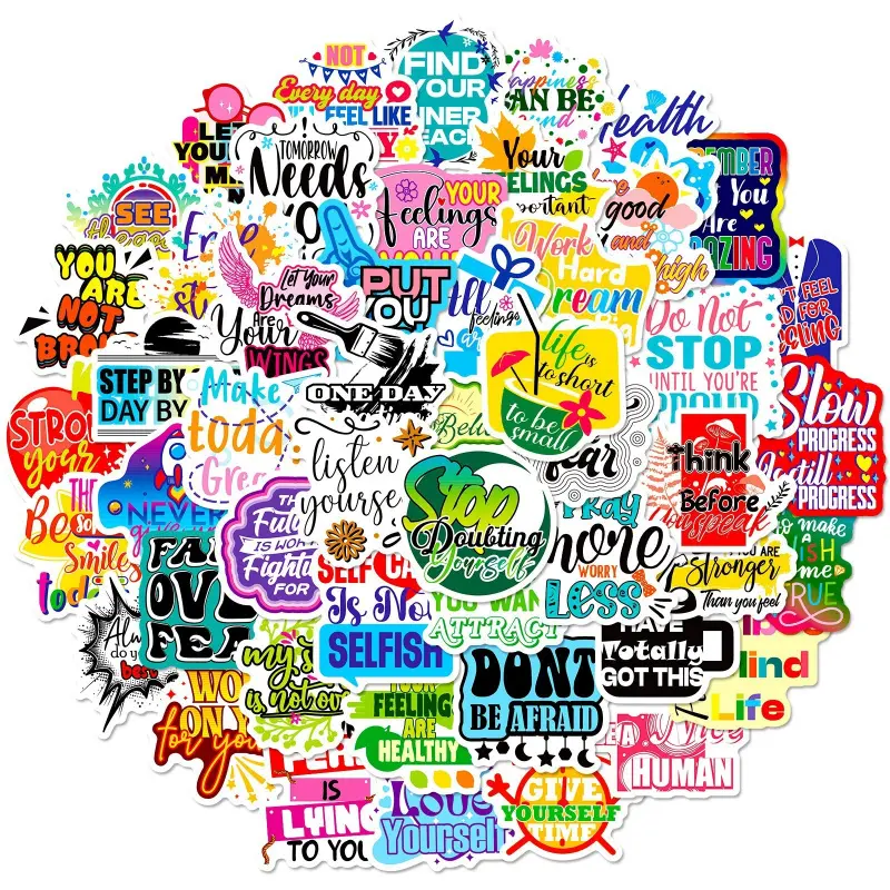 50 pieces of motivational English stickers for encouragement, learning rewards, DIY luggage and notebook stickers