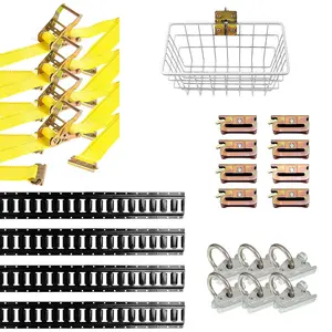 5' Black E track Kit - 4 Rails + Tie-down Accessories + E track Basket - 23 Pcs