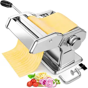 Pasta Maker - 7 Thickness Settings Pasta Roller & 2-in-1 , Stainless Steel Pasta Machine for Spaghetti, Fettuccine, Ravioli, Lasagna - Includes Hand Crank & Table Clamp