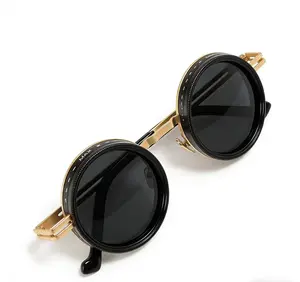 Classic Fashion Round Sunglasses UV Protection Black Unisex Trendy Stylish Eyewear for Men and Women Perfect for Outdoor Activities and Daily Wear Vintage Steampunk Design Polarized Lenses UV400 Protection