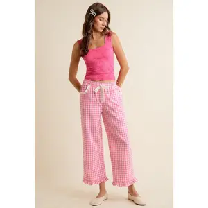 SM Ruffled Gingham Pants with Lace Trim