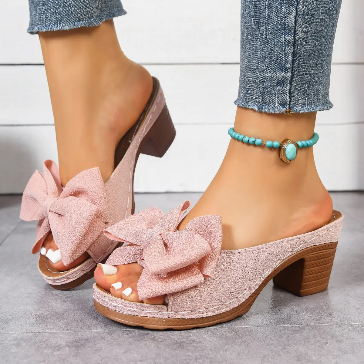 Women's Bow Decor Wedge Sandals - Versatile Footwear for Vacation, Daily Casual Wear, Stylish Shoe Option Walking Shoes Rubber