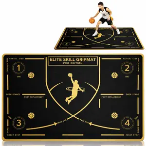 Portable Basketball Footwork Training Mat, Non-Slip Silent Basketball Pads for Training, 47.2 x 33.8 in Dribble Mat for Kids, Teens & Adults, Roll-Up Basketball Training Equipment for Indoor Gym, Garage, Outdoor Court