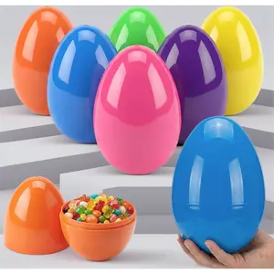 6-Pack Jumbo Plastic Easter Eggs (5-6 Inch) - Large, Fillable & Colorful for Egg Hunts or Decor. Bright, Empty Eggs Perfect for Candy, Toys, or Party Favors