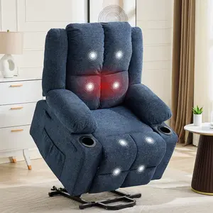 Oversized Power Lift Recliner Chair for Elderly,135°Adjustable Lay Flat Lift Chair Electric Recliner Chairs with Massage and Heat,2 Cup Holders and Stand Assist for Living Room