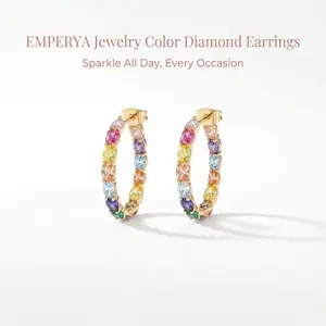 EMPERYA Vibrant Color Diamond Hoops  High-Shine Copper Base Zirconia , Affordable Luxury Statement Piece for Every Occasion Earrings
