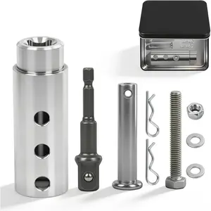 Trailer Jack Drill Adapter, Upgraded Stainless Steel Cordless Drill Adapter Fits 1 inch Jack Drive Shafts, Socket Bit Kit Included