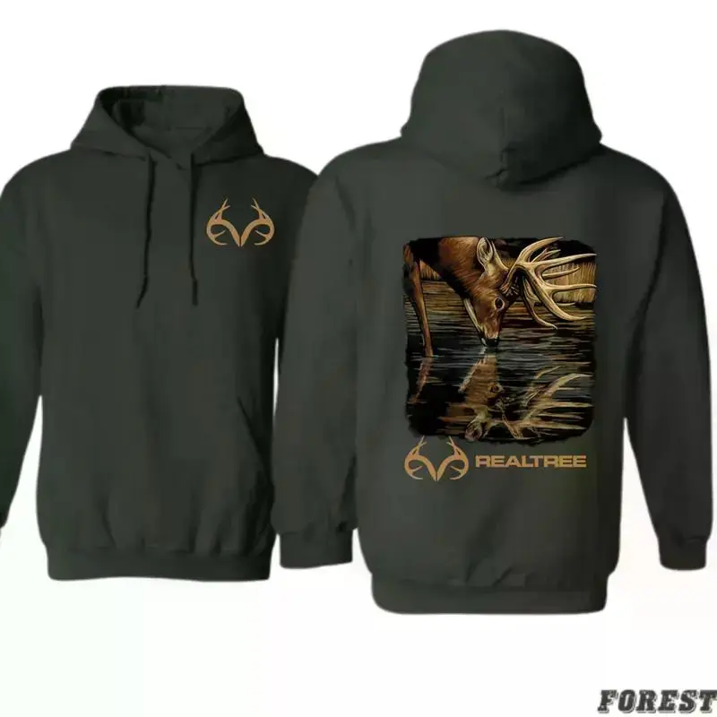 Whitetail Deer Hoodie, Hunting Graphic Pullover, Rustic Outdoor Hunter Apparel, Deer Print Sweatshirt, Casual Wildlife Unisex Top