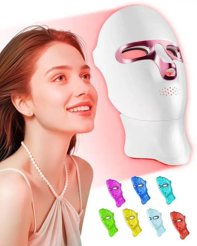 7-Color LED Facial & Neck Mask | Adjustable Cordless Beauty Device