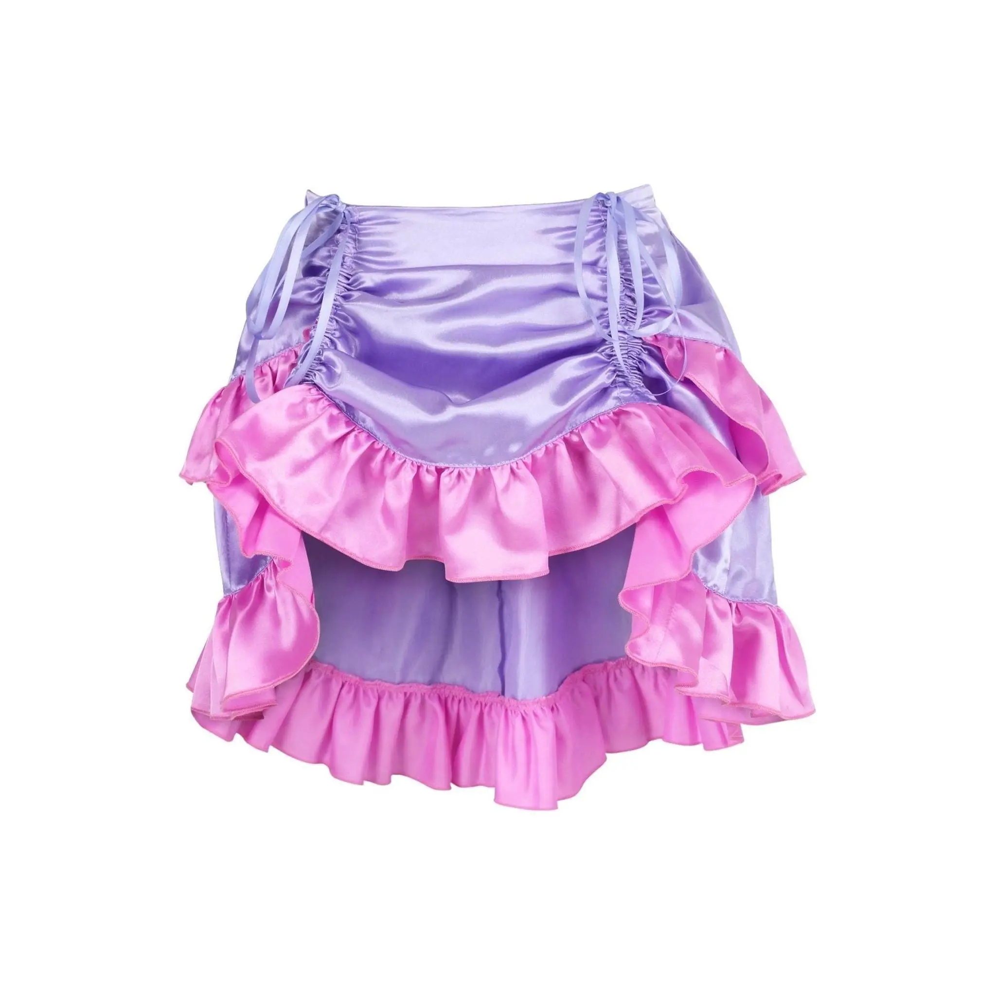 Purple/Pink Satin Ruched Bustle Skirt