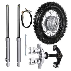 2.50-10 Front Wheel Tire and Rim Drum Brake 520mm Front Forks Triple Tree Clamp 12mm Rim Axle Brake Cable Kit for CRF50 XR50 DRZ70 PW50 CRF50 TTR50 SSR Pit Dirt Bike Trail 50cc 70cc 110cc