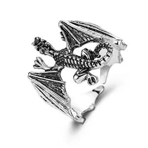 Dragon-Shaped Ring Black Pteranodon Design For Daily Wear Ideal for Parties, Dances, and Celebrations Engraved Dragon Pattern Unisex Jewelry Unique Accessory rings for men
