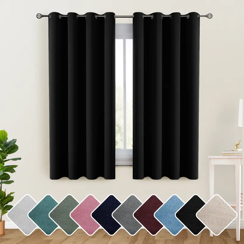 LDC LUX DECOR COLLECTION Room Darkening Curtains (2 Panels) - Grommet Drapery Style, Low Iron Elegant Fabric, Wrinkle Resistant, Thermal Insulated, Soundproof, Heavy-Duty Home Goods - Curtains for Bedroom, House Decor