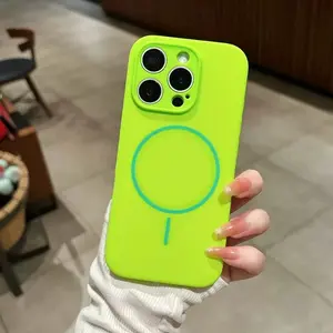 [LX]Luxury Magsafe Wireless Charging Liquid Silicone Phone Case For IPhone 12 13 14 15 16 Pro Max Plus Magnetic Bumper Cover