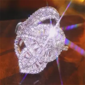 Princess Square Halo Leaf Ring Bride Engagement Promise Anniversary Birthstone Wedding Ring Statement Ring | Daily/Party | Xmas/New Year/Valentine’s Gift Mother's Day Gift Bridal Set Rings Teardrop Bridal Rings Vvs Moissanite