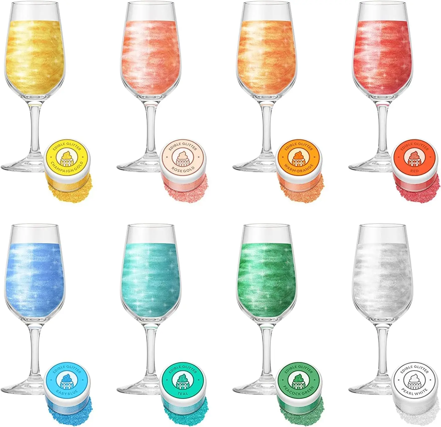 8 Coloring Glitter 4g/Bottle,Edible Glitter for Drinks,Edible Shimmering Food Grade for DIY Wine Cocktails Champagne,Bakery,Cakes,baking,Edible Luster
