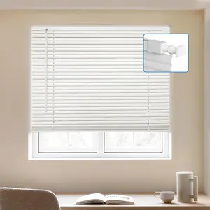 MYshade No-Drill Cordless Horizontal Mini Blinds – 25" W x 72" H Tool-Free Inside Mount Window Blinds with 1" Vinyl Slats, Light Filtering & Privacy, Child & Pet Safe, White