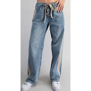 Tan Accented Jeans With Tie from Eesome