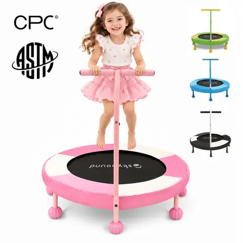 [Halloween Party Toy]SkyBound 36-inch indoor and outdoor baby trampoline - Suitable for children over 3 years old, featuring an upgraded 2.0mm steel frame, with adjustable handles, balance support and spiral springs - Children's leisure toy,familyfun