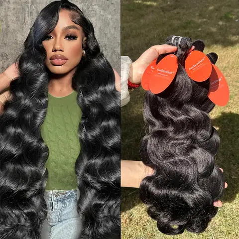 Karlami 100% Unprocessed Brazilian Virgin Real Hair Extensions - 3/4 Hair Bundles, Healthy, Shiny, Thick, Heat Resistant, for Black Women (Natural Color, Loose/Body/Deep Curly Waves)