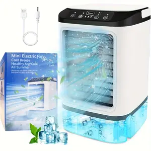 Portable Evaporative Cooling Strong Airflow Fan with Dual Mist Spray, Ice Box, Water Cooled Humidifier, USB Powered, Ideal for Bedroom Office Living Room