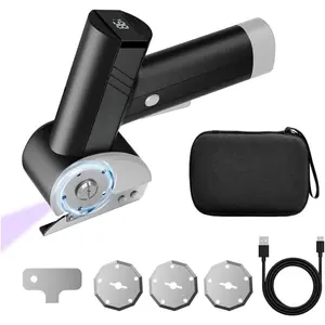 Cordless Electric  with LED Display, 4-Speed Adjustment Power Box  for Cardboard Recycling, 4  & Front Light, USB-C Rechargeable  for Plastic Leather, Black
