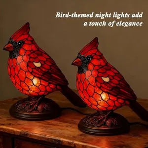 Vintage Color Glass Bishop Bird Night Light, Bedroom Bedside Ambiance Lamp, American Art Decorative Lighting, Nightlight For Bedroom, Home Decoration Lamp