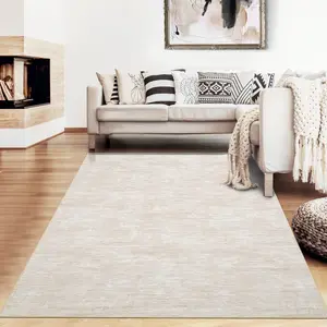 9x12 Abstract Area Rug - Soft, Non-Slip，Machine Washable, Low Pile for Living Room, Bedroom, Dining Room & Nursery - Stylish Beige Home Decor