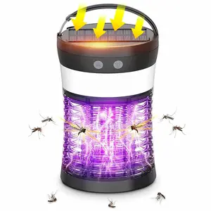 Solar Bug Zapper Hanging Mosquito Repellent High Power UV Insect Repellent Mosquito Swatter Rechargeable Portable for Kitchen Garden Indoor Outdoor 360 Degree Design 3 Lighting Modes