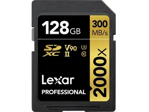 Lexar Professional SDXC Memory Card 2000x 128GB Class 10 UHSII U3 WO Reader