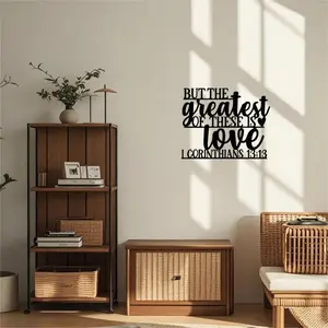 Great Love Bible Verse Metal Wall Decor, Inspirational Christian Home Decoration, Solid Iron Religious Plaque, Corinthians 13:13, Perfect Gift for Christians