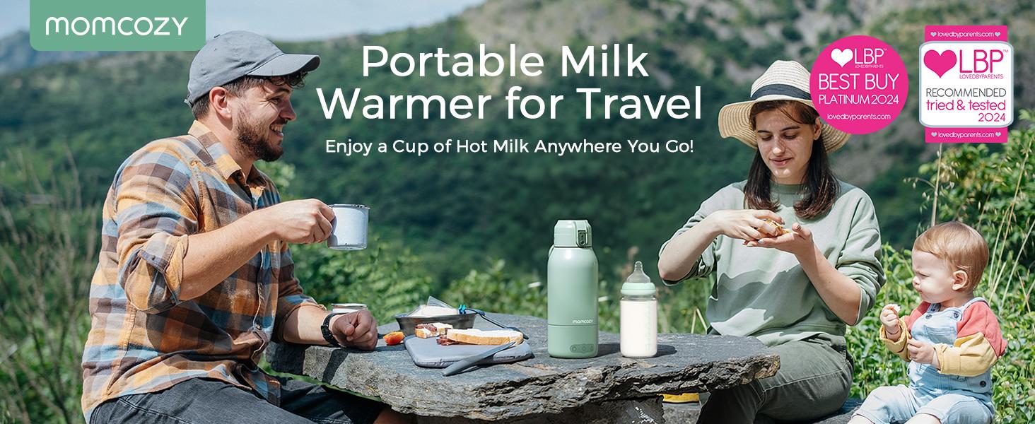 Momcozy Portable Milk Warmer for Travel – Dual Heating Modes for Breast Milk & Water, Portable Bottle Warmer with Fast Heating & Long Battery Life, 17 Ounces Large Capacity to Meet Your All-Day Needs