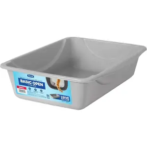 Petmate Open Litter Pan - Spacious Blue/Gray Design for Comfortable Cat Use, Made in the USA