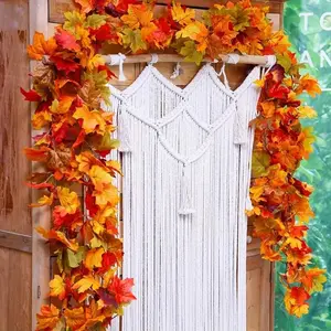 Maple Leaf Fall Garlands Set of 2, 5.9ft Each, Ideal for Thanksgiving & Christmas Table Decorations, Autumn Theme Leaves Garland