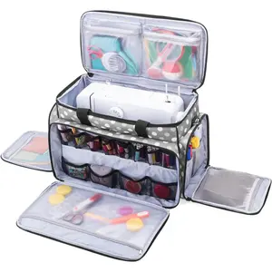 Sewing Machine Case with Removable Padding Pad, Travel Case for Sewing Machine and Accessories (Fit for Most Standard Sewing Machines), Gray Dots (Bag Only)